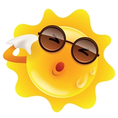 Summer Theme Hot Sun Transparent Sticker